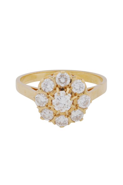 18k Yellow Gold Diamond Cluster Ring