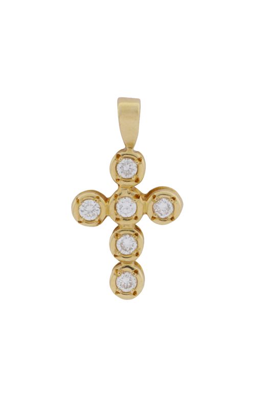 18k Yellow Gold Diamond Cross Pendant