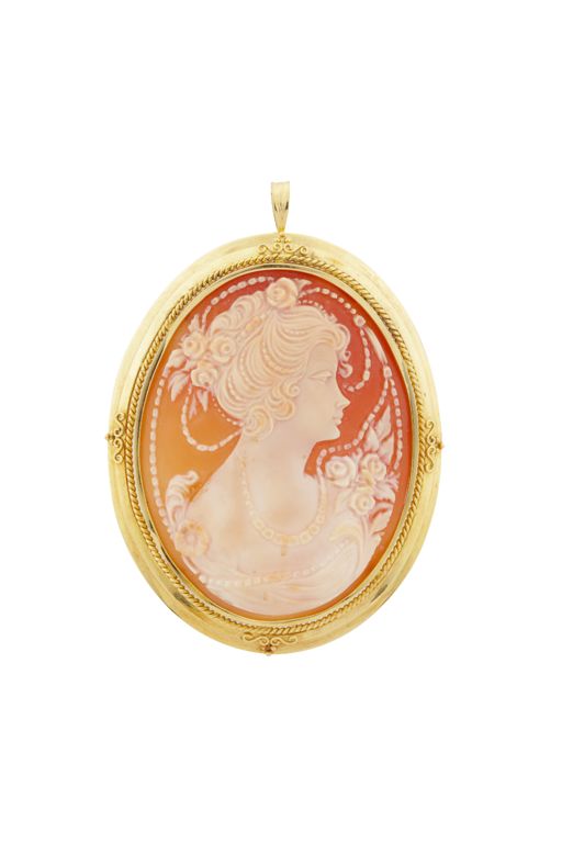 18k Yellow Gold Cameo Brooch/Pendant
