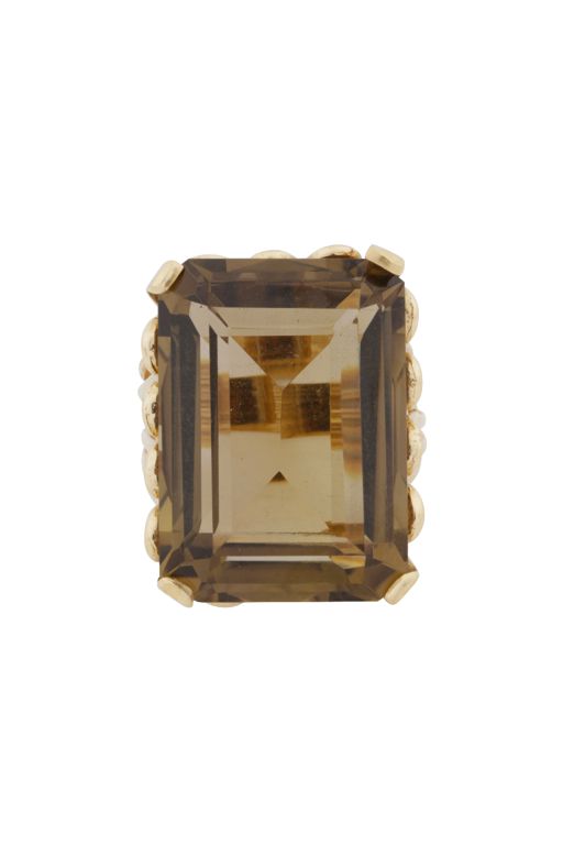 Yellow Metal Smoky Quartz Ring