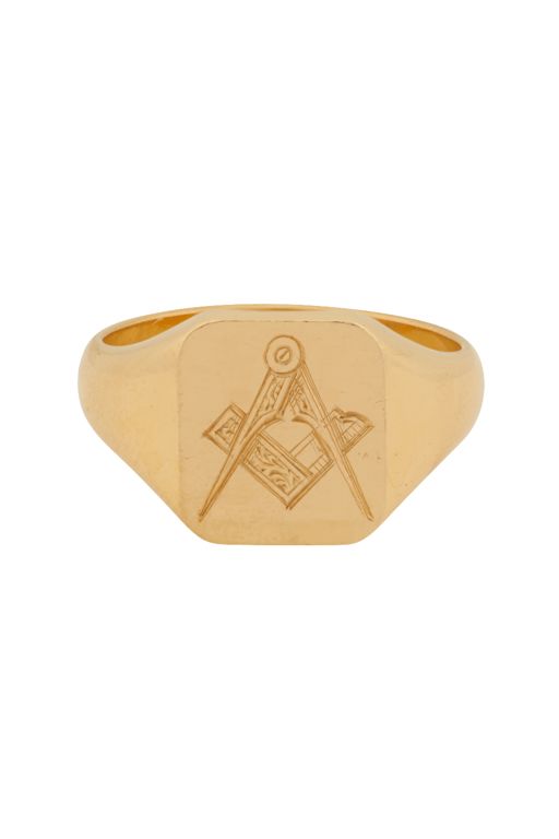 18k Yellow Gold Masonic Signet Ring
