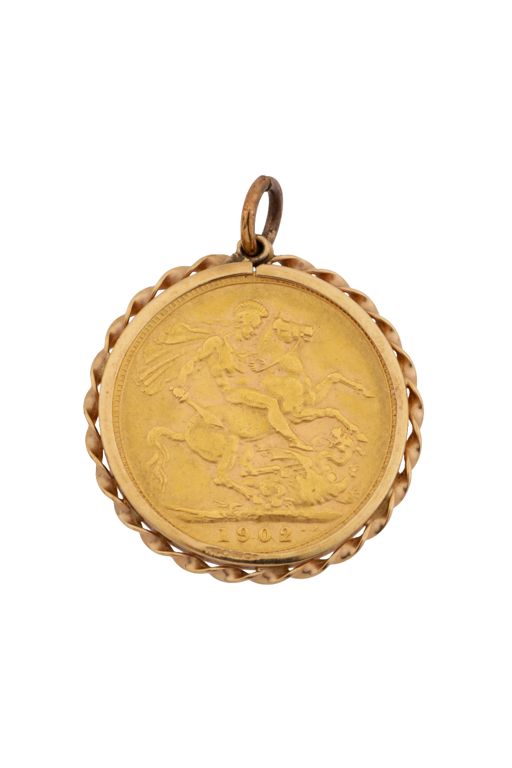 9k and 22k Yellow Gold Coin Pendant