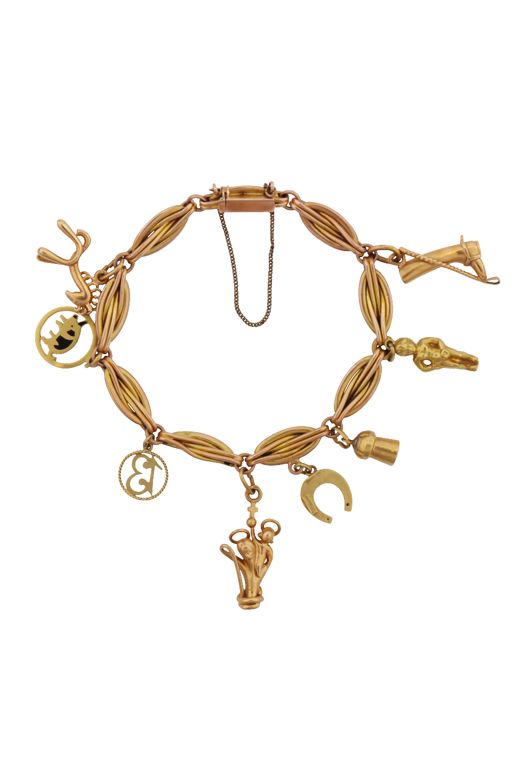 14k Yellow Gold Charm Chain Bracelet
