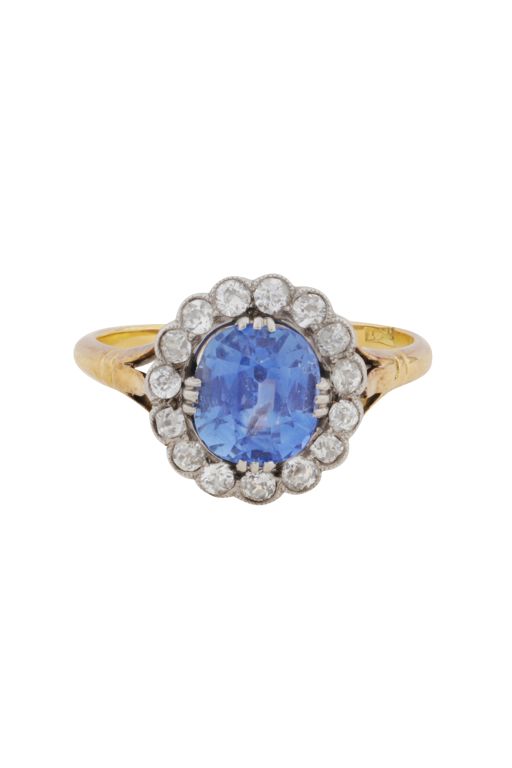 18k Two-Tone Gold Sapphire and Diamond Ring