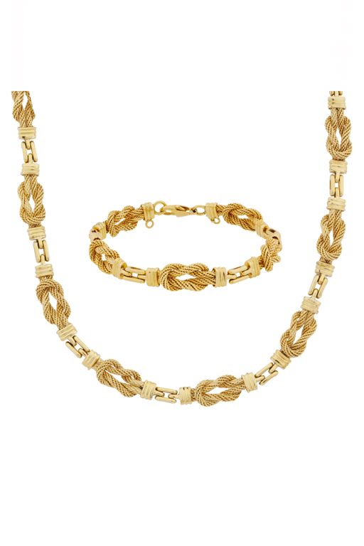 Yellow Metal Marine Knot Jewelry Set