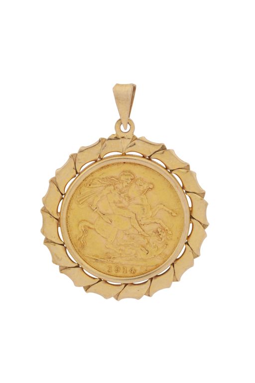 9k and 22k Yellow Gold Coin Pendant