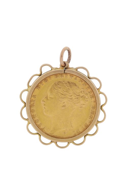9k and 22k Yellow Gold Coin Pendant