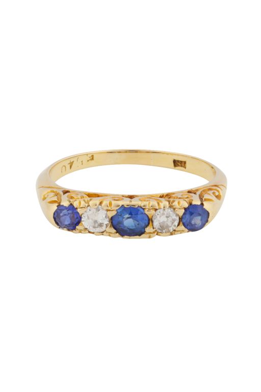 18k Yellow Gold Sapphire and Diamond Ring