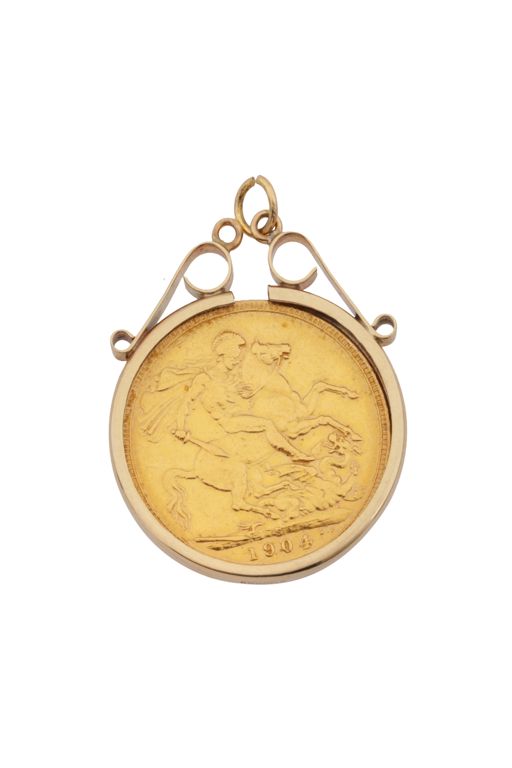 9k and 22k Yellow Gold Coin Pendant