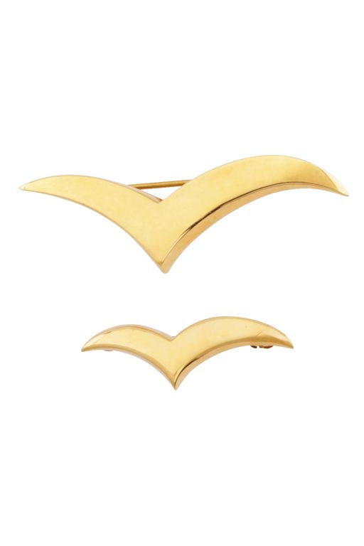 Two 18k Yellow Gold Bird Brooches