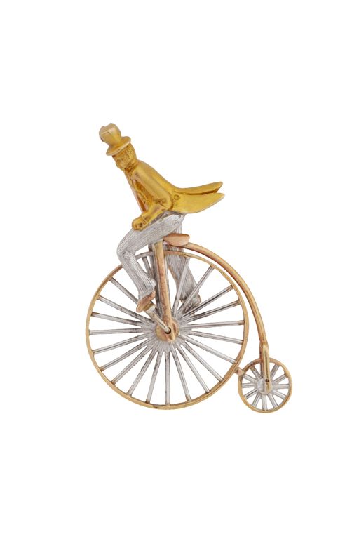 9k Gold Penny Farthing Bicycle Brooch