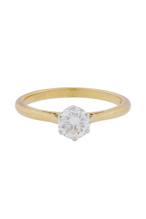 18k Yellow and White Gold Diamond Solitaire Ring