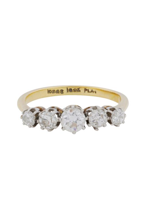 18k Yellow Gold and Platinum Diamond Ring