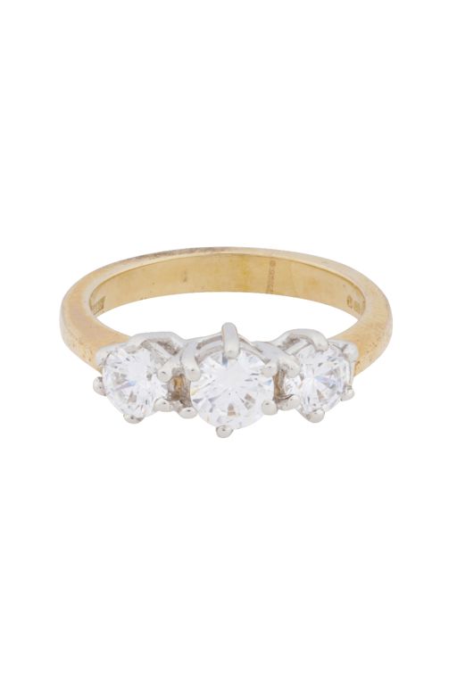 9k Yellow and White Gold Diamond Ring