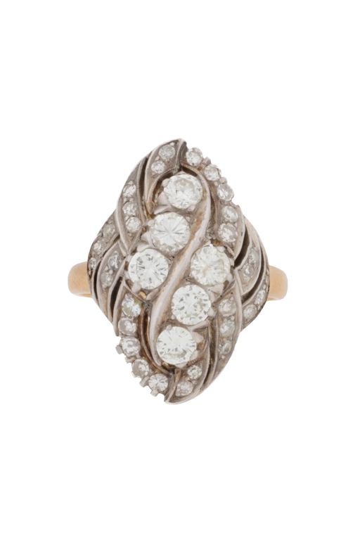 White and Yellow Metal Diamond Dress Ring