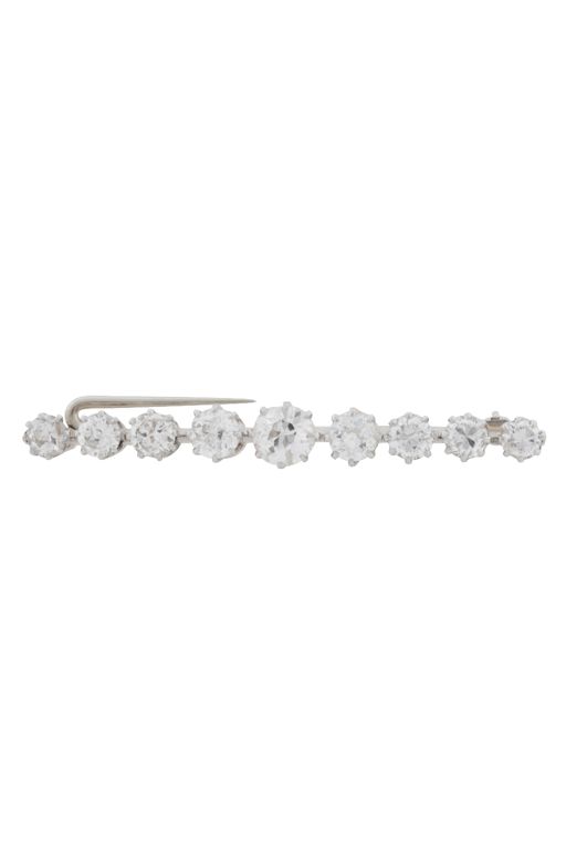 White Metal Diamond Bar Brooch