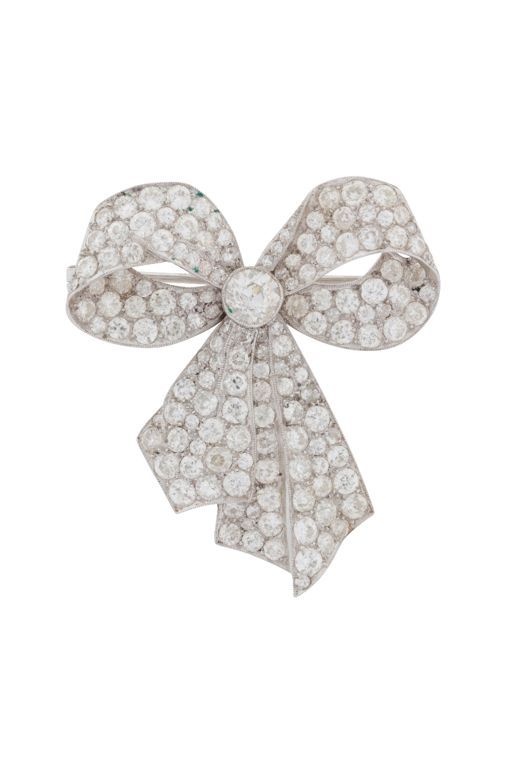 Platinum Diamond Bow Brooch