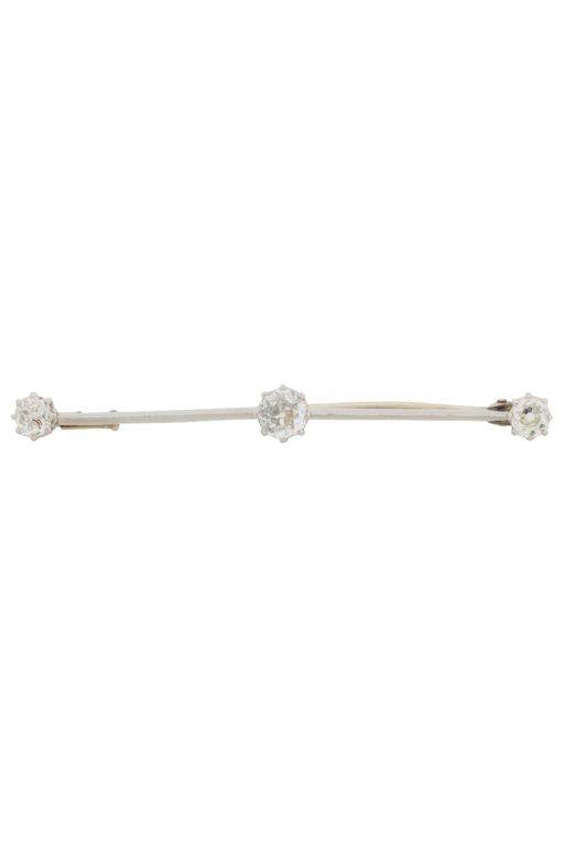 White Metal Diamond Bar Brooch