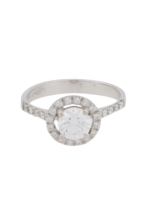 18k White Gold Diamond Halo Ring
