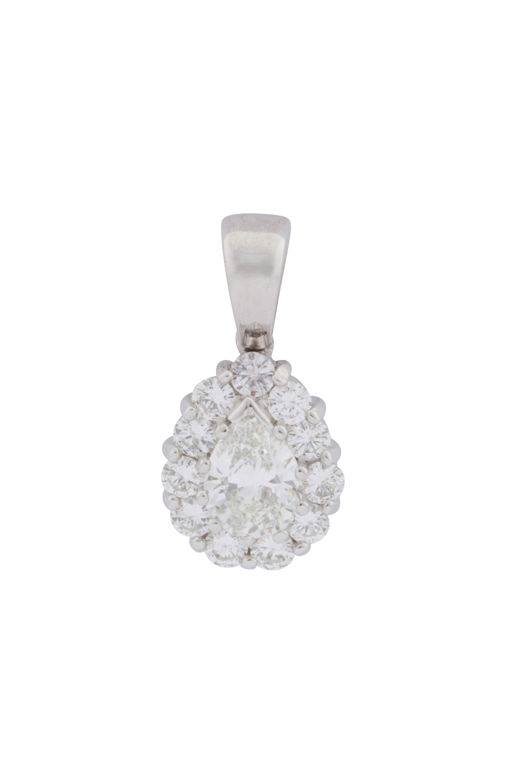 18k White Gold Diamond Drop Pendant