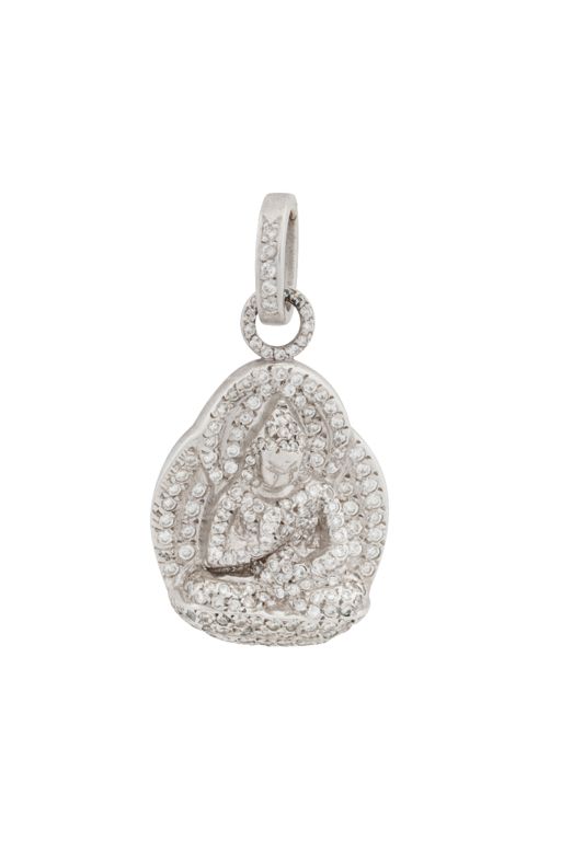 18k White Gold Diamond Buddha Pendant