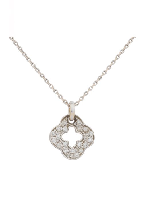 18k Gold Diamond and Ruby Clover Pendant Necklace