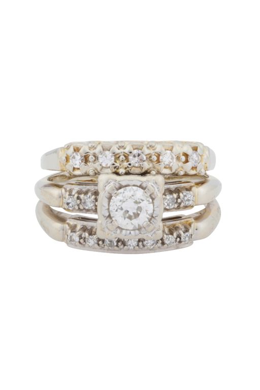 14k White Gold Diamond Multi-Band Ring