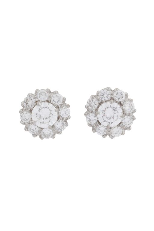 18k White Gold Diamond Flower Stud Earrings