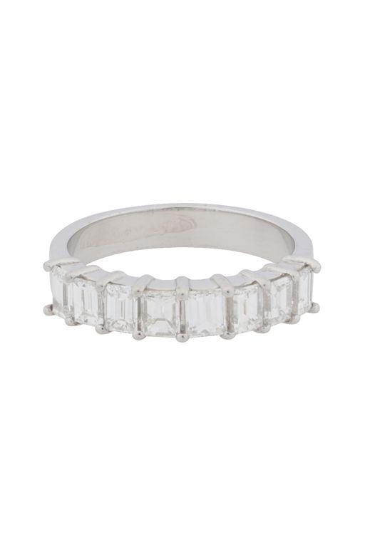 White Metal Diamond Half Eternity Ring