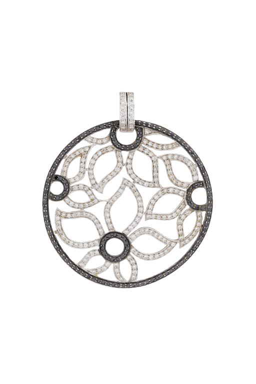 18k White Gold Diamond Floral Pendant