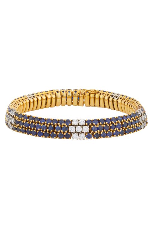 Yellow Metal Sapphire and Diamond Bracelet