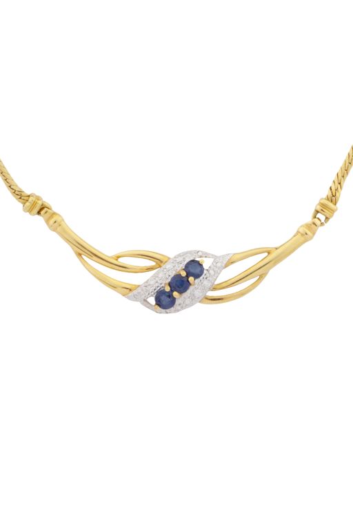 18k Gold Sapphire and Diamond Pendant Necklace
