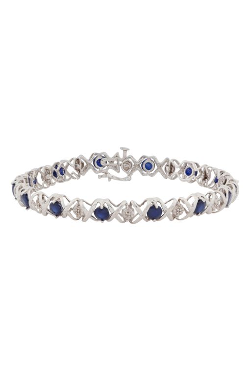 14k White Gold Sapphire and Diamond Bracelet