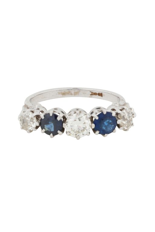 18k White Gold Sapphire, Paste and Diamond Ring