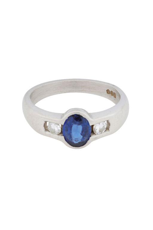Platinum Sapphire and Diamond Ring