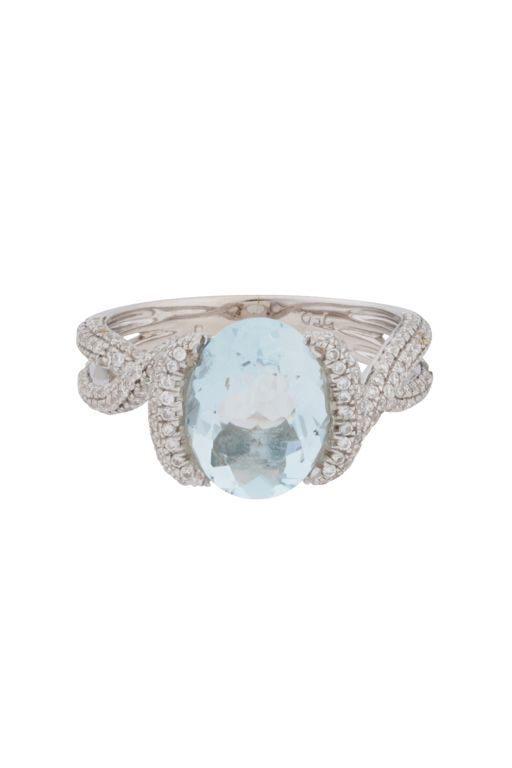 18k White Gold Aquamarine and Diamond Ring