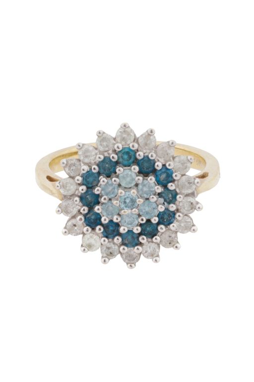 Yellow Metal Diamond Cluster Ring