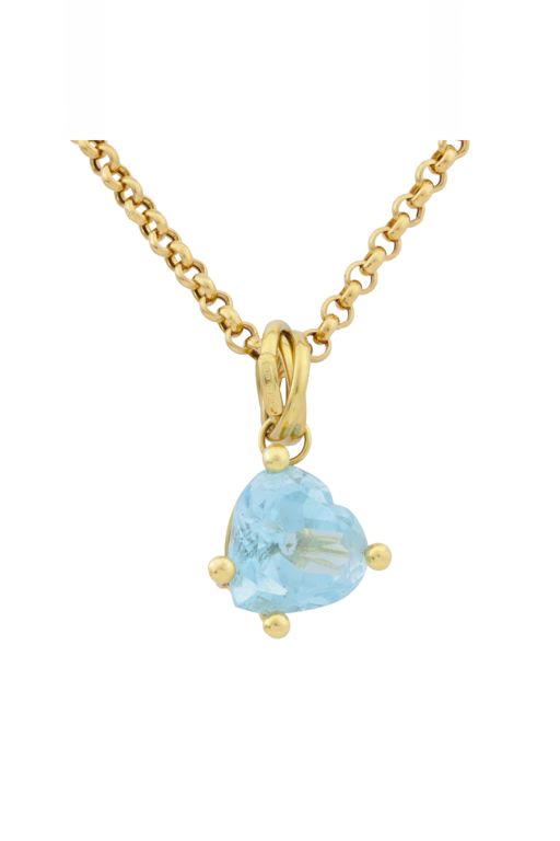 18k Yellow Gold Topaz Heart Pendant Necklace