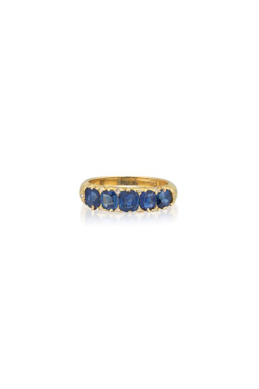Gold Sapphire and Diamond Five-Stone Ring