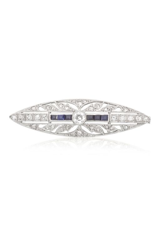 Platinum, Gold Sapphire and Diamond Brooch