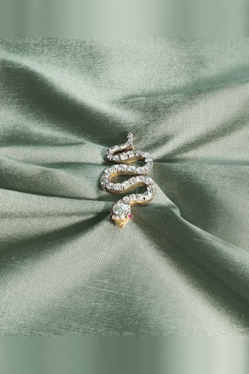 Silver, 9k Gold Diamond and Ruby Brooch