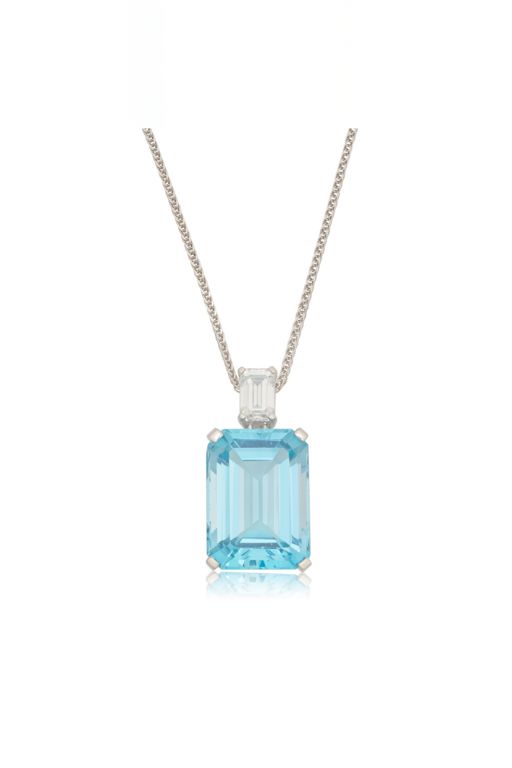 Sterling Silver Topaz and Diamond Pendant Necklace