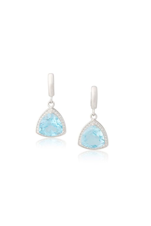 Pair of Sterling Silver Topaz and Diamond Earrings
