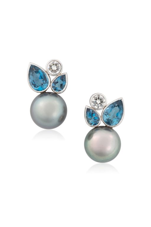 Pair of 18k Gold Multi-Gem Earrings