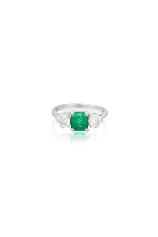 18k Gold Emerald and Diamond Ring