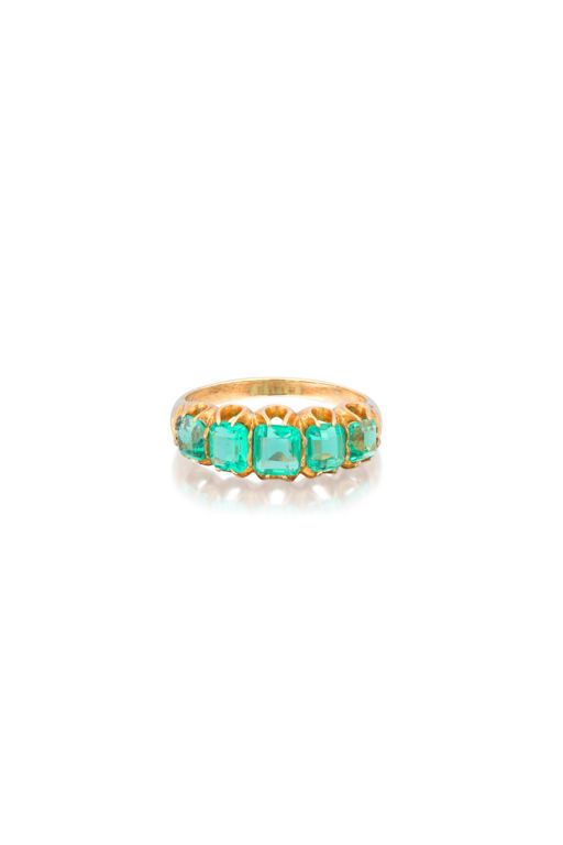 16k Gold Emerald Five-Stone Ring