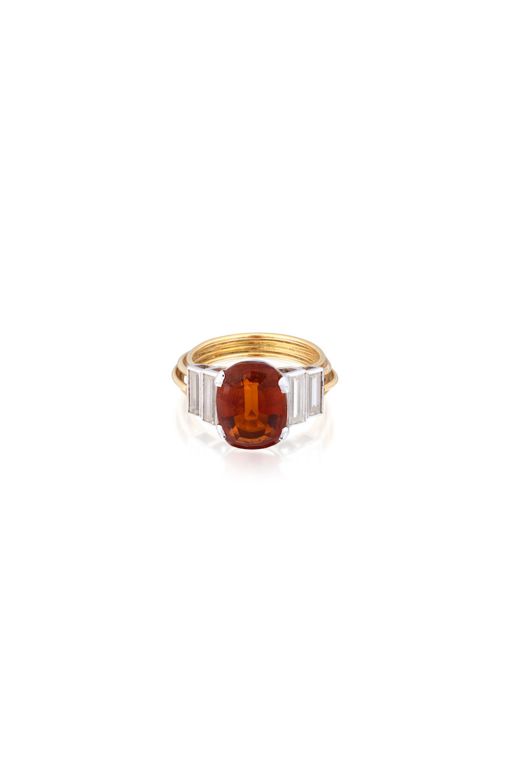 17k Gold Citrine and Diamond Ring