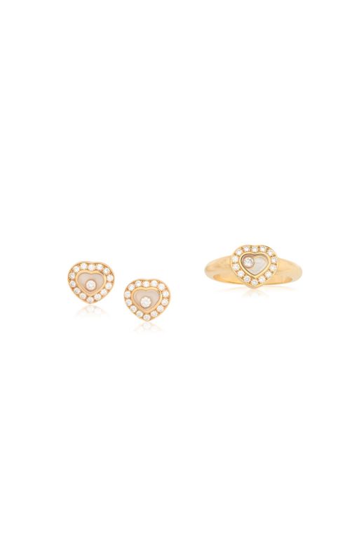 18k Gold Diamond Ring and Earrings