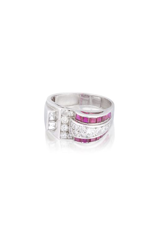 Platinum Ruby and Diamond Ring