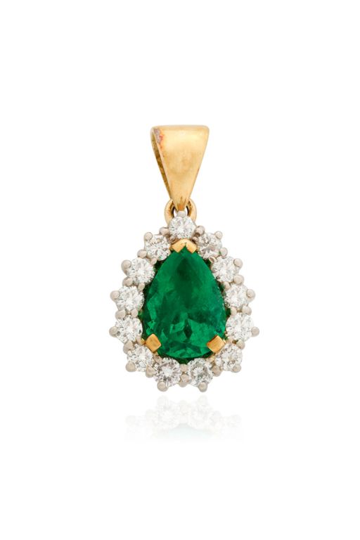 17k Gold Emerald and Diamond Pendant